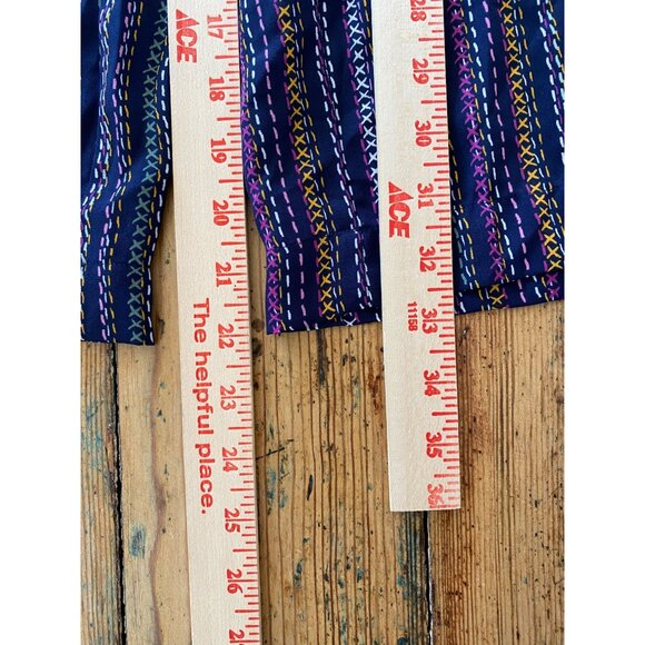 Maison Jules Womens Striped Wide-Leg Cropped Pants Navy Multicolor S Polyester - Picture 7 of 7